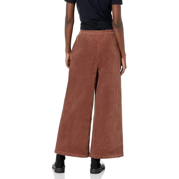 Minibee Womens Cotton Corduroy Pants Wide Leg Pants Retro Trouser with PocketsBrown