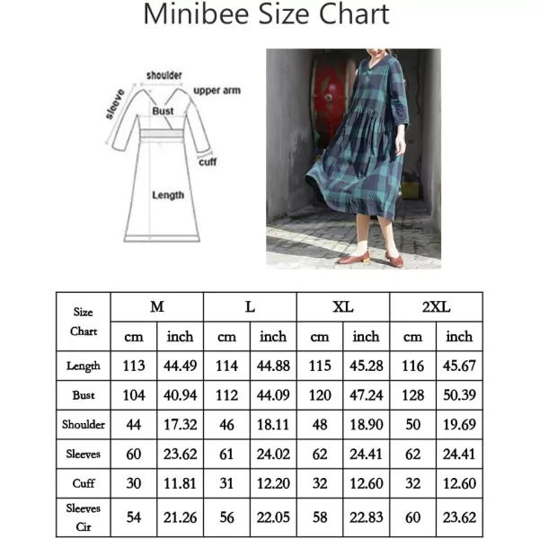 Minibee Womens Cotton Dress Long Sleeve Midi Loose Plaid Tunic Dresses Casual Crew Neck Shirt Dress with PocketsMinibee Womens Cotton Dress Long Sleeve Midi Loose Plaid Tunic Dresses Casual Crew Neck Shirt Dress with Pockets