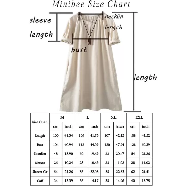 Minibee Womens Cotton Linen Dress Short Sleeve Midi Casual Plus Size Tunic Dress with PocketsArmy Green