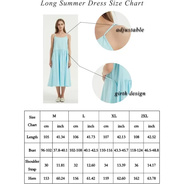 Minibee Womens Cotton Linen Dress Sleeveless Casual Plus Size Long SkirtLight Blue