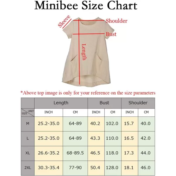 Minibee Womens Cotton Linen Short Sleeve TunicTop TeesBeige