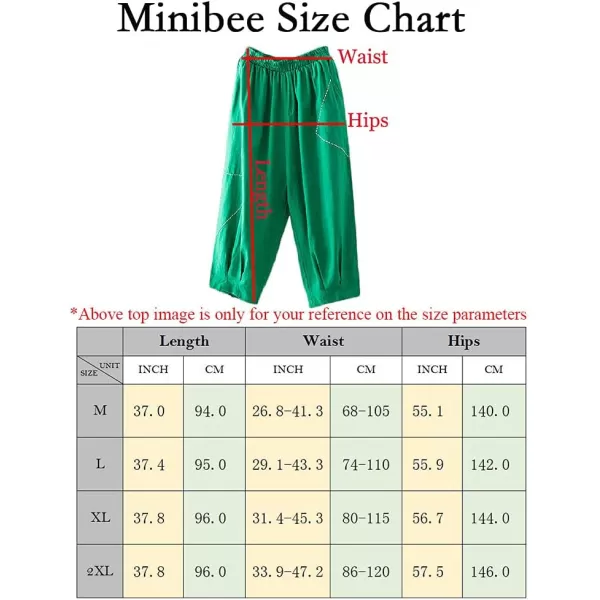 Minibee Womens Cropped Harem Pants Elastic Waist Pull On Wide Leg Trousers with PocketsBlack