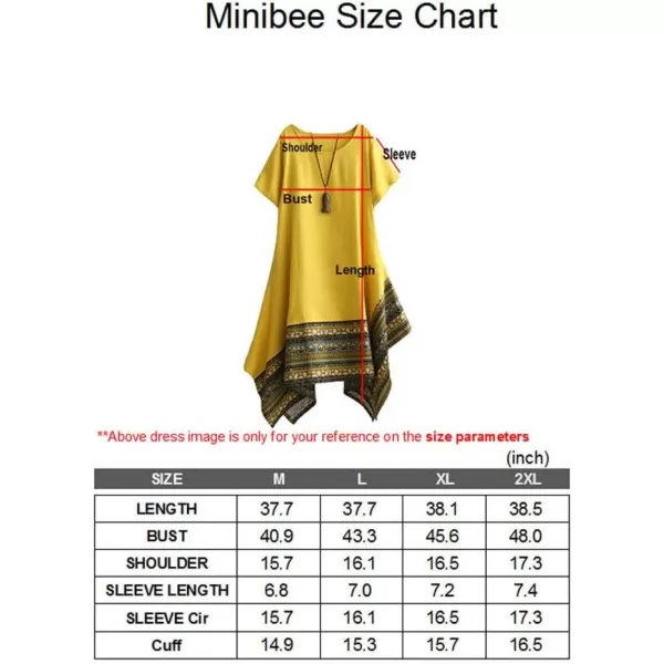 Minibee Womens Ethnic Cotton Linen ShortLong Sleeves Irregular DressOrange