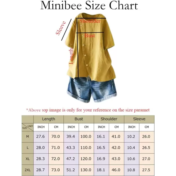 Minibee Womens Linen Blouse Tunic Short Sleeve Shirt Tops With Buttons DecorationCoffee