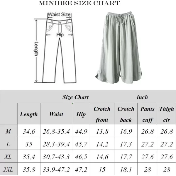 Minibee Womens Linen Pants Drawstring Waist Wide Leg Trousers with Frog ButtonBeige