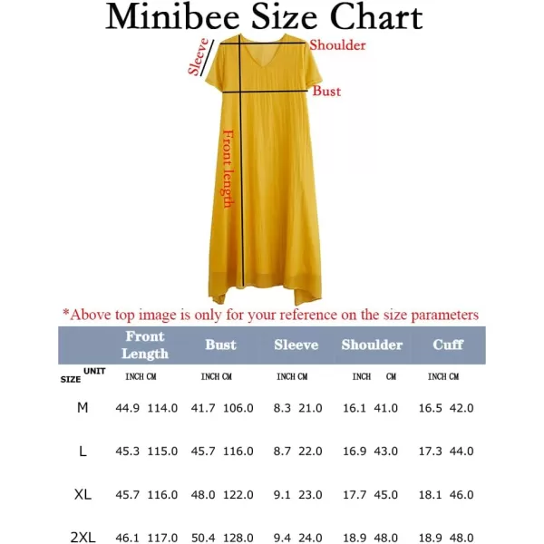 Minibee Womens Midi Dress Summer V Neck Short Sleeve Boho Casual Flowy Beach Dresses with PocketsBlack