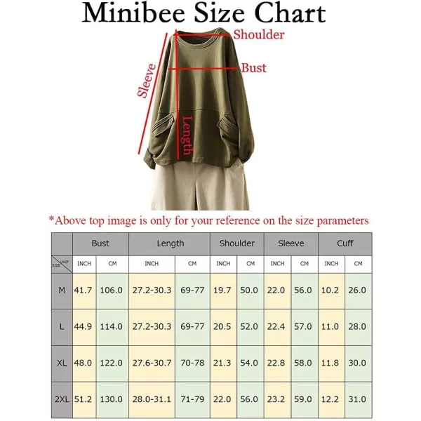 Minibee Womens Oversized Sweatshirt Crewneck Long Sleeve Cotton Pullover Tops with PocketsArmy Green