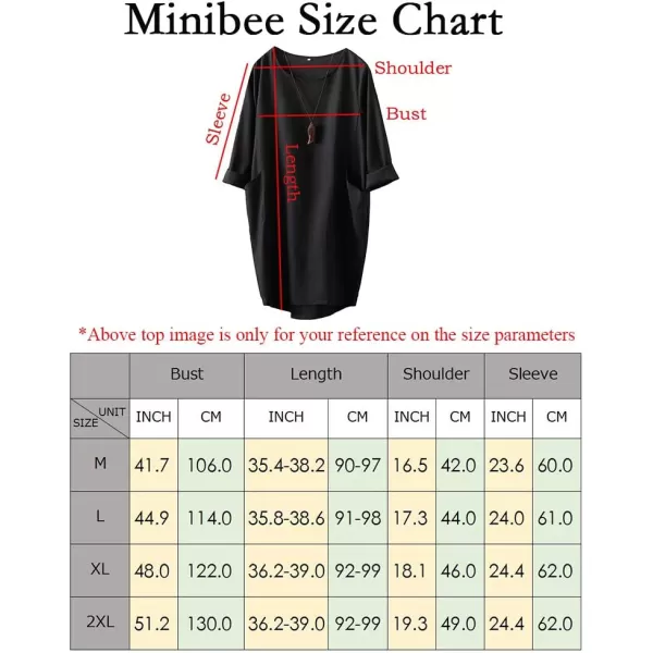 Minibee Womens Oversized Tunic Dress Long Sleeve Loose Baggy Tshirt Tops with PocketsBlack