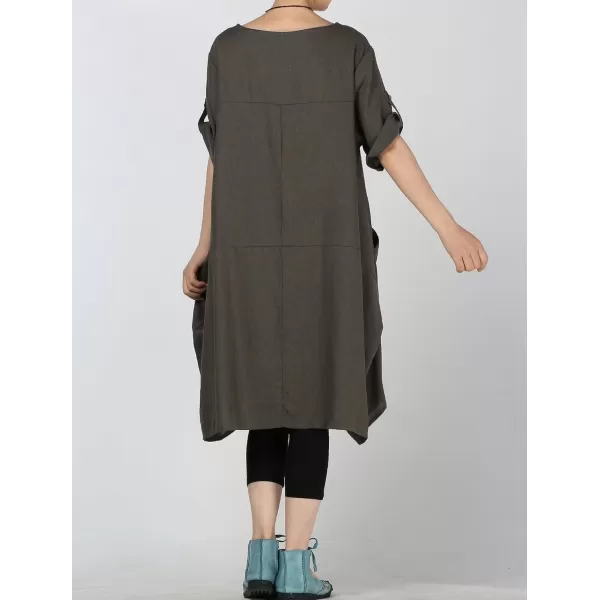 Minibee Womens Ruffle Oversize Casual Midi Dresses with PocketsArmy Green