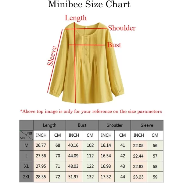 Minibee Womens Scoop Neck Pleated Blouse Solid Color Lovely Button Tunic ShirtYellow