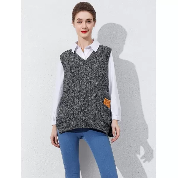 Minibee Womens VNeck Knitted Sweaters Vests Sleeveless Casual Pullover TopBlack