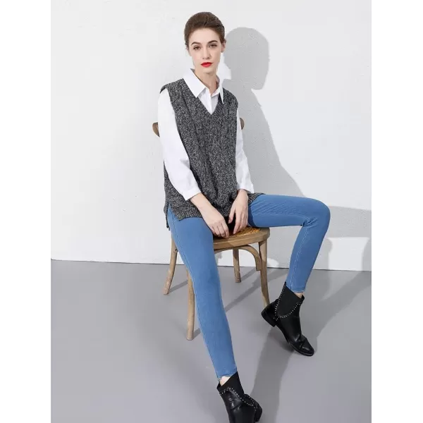 Minibee Womens VNeck Knitted Sweaters Vests Sleeveless Casual Pullover TopCoffee