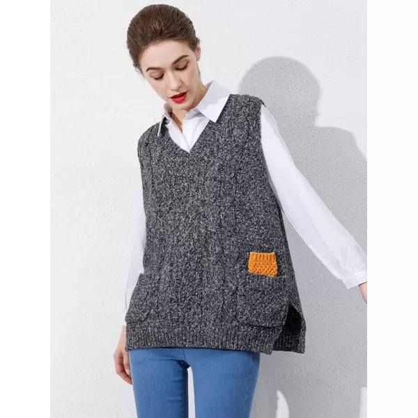 Minibee Womens VNeck Knitted Sweaters Vests Sleeveless Casual Pullover TopGray