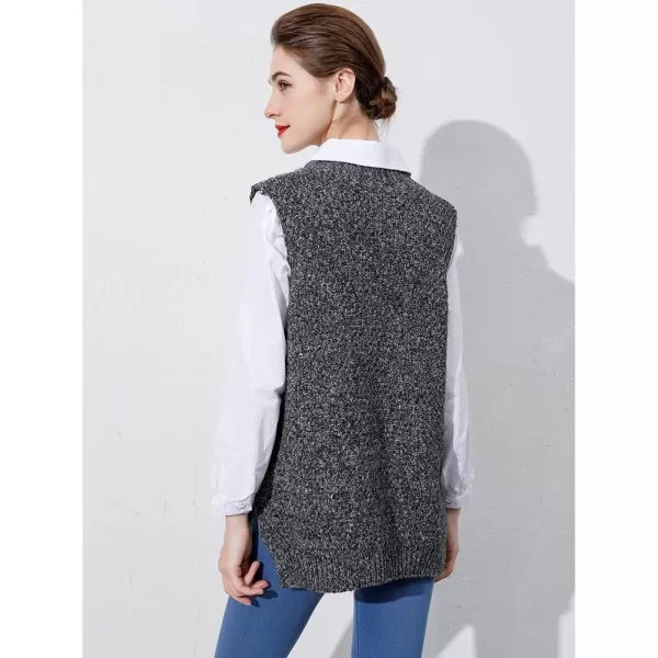 Minibee Womens VNeck Knitted Sweaters Vests Sleeveless Casual Pullover TopGray