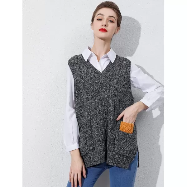 Minibee Womens VNeck Knitted Sweaters Vests Sleeveless Casual Pullover TopGray