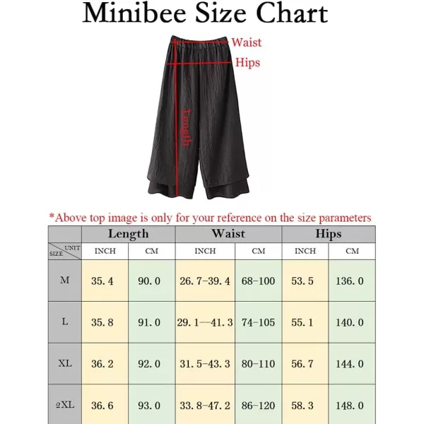 Minibee Womens Wide Leg Pants Loose Layer Capris Yoga Palazzo Elastic Waist TrousersBlack