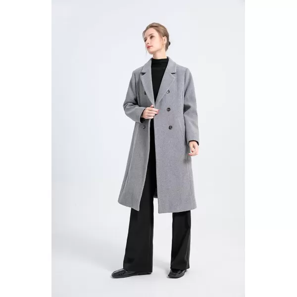 Minibee Womens Wool Trench Coats Warm Winter Pea Coat Double Breasted MidLong Overcoat Lapel JacketsGray