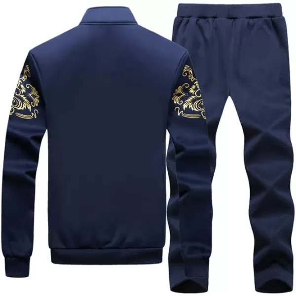 PASOK Mens Casual Tracksuit Full Zip Running Jogging Athletic Sports Jacket and Pants SetBlue