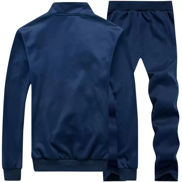 PASOK Mens Casual Tracksuit Long Sleeve Full Zip Running Jogging Sweatsuit Athletic Sports SetBlue