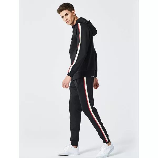 PASOK Mens Casual Tracksuit Set Long Sleeve FullZip Running Jogging Athletic Sweat Suits01 Black