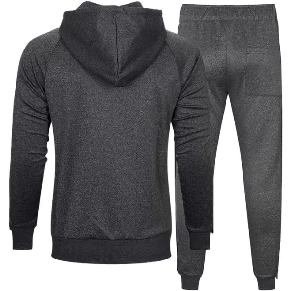 PASOK Mens Casual Tracksuit Set Long Sleeve FullZip Running Jogging Athletic Sweat Suits01 Dark Gray