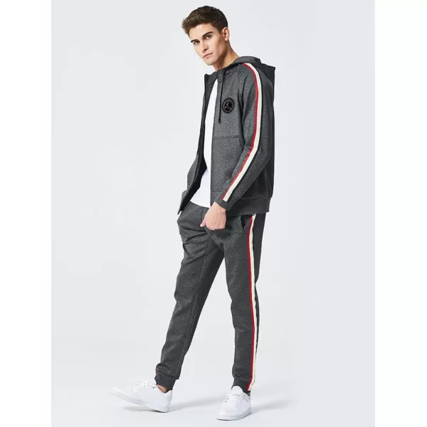 PASOK Mens Casual Tracksuit Set Long Sleeve FullZip Running Jogging Athletic Sweat Suits01 Light Gray