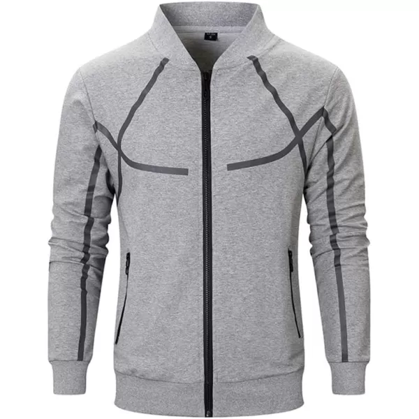 PASOK Mens Casual Tracksuit Set Long Sleeve FullZip Running Jogging Athletic Sweat Suits21gray