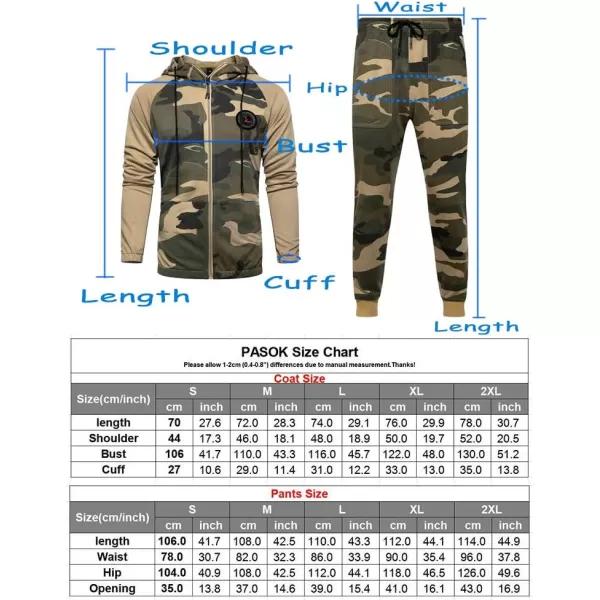 PASOK Mens Casual Tracksuit Set Long Sleeve FullZip Running Jogging Athletic Sweat SuitsGray