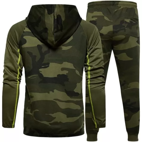 PASOK Mens Casual Tracksuit Set Long Sleeve FullZip Running Jogging Athletic Sweat SuitsGreen