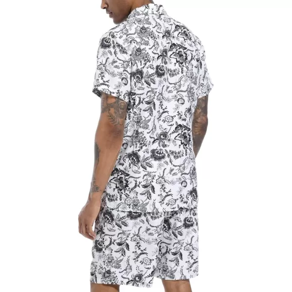 PASOK Mens Floral 2 Piece Tracksuit Casual Button Down Short Sleeve Hawaiian Shirt and Shorts SuitDc02