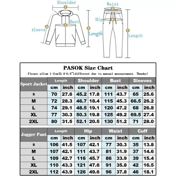 PASOK Mens Tracksuits 2 Piece Set Outfit Full Zip Jogging Sweatsuits Activewear Sport SuitStyle 2 Navy