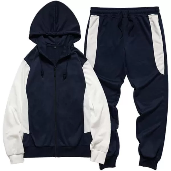 FTCayanz Mens Tracksuit Set Athletic FullZip Sweatsuits Casual Sport Jogging Suits Activewear2navy