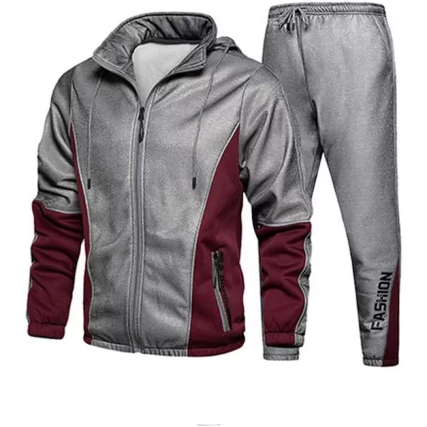 FTCayanz Mens Tracksuit Set Athletic FullZip Sweatsuits Casual Sport Jogging Suits ActivewearGray