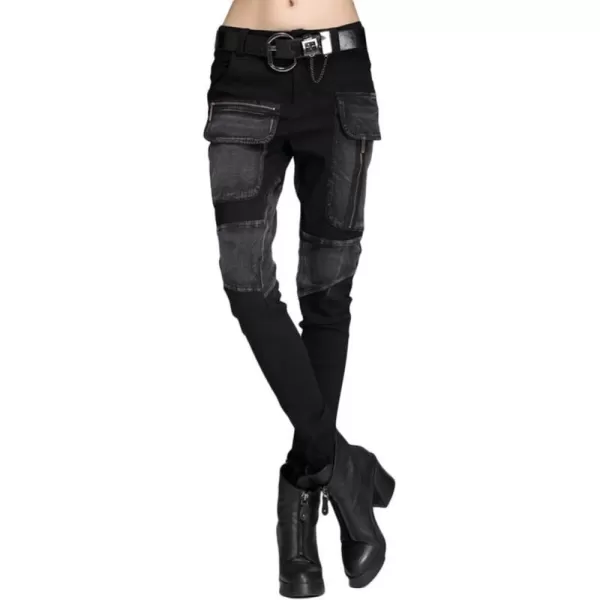 Minibee Pernalized Punk Street Style Harem Pants Patchwork Zipper PocketsBlack 2