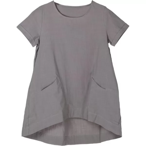 Minibee Womens Cotton Linen Short Sleeve TunicTop TeesGray