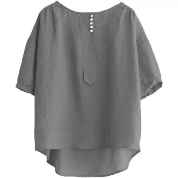 Minibee Womens HiLow Tunics Blouse Loose Cotton Linen Shirt for Women TopsGray