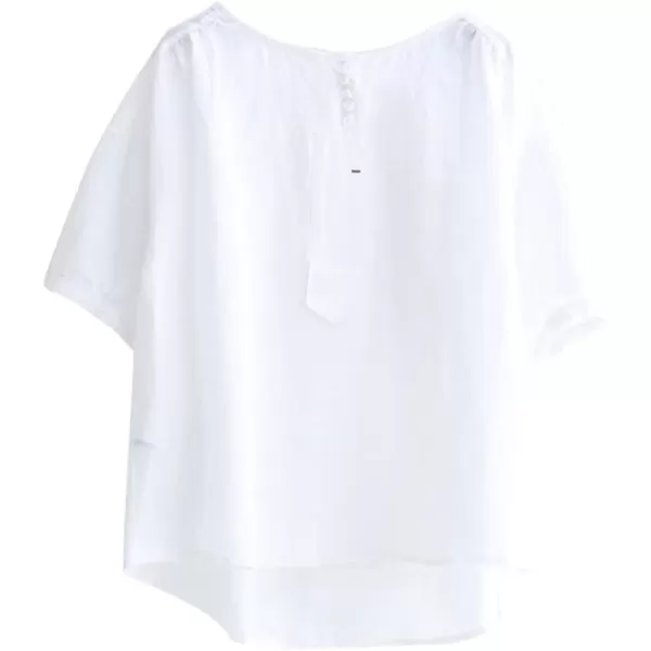 Minibee Womens HiLow Tunics Blouse Loose Cotton Linen Shirt for Women TopsWhite