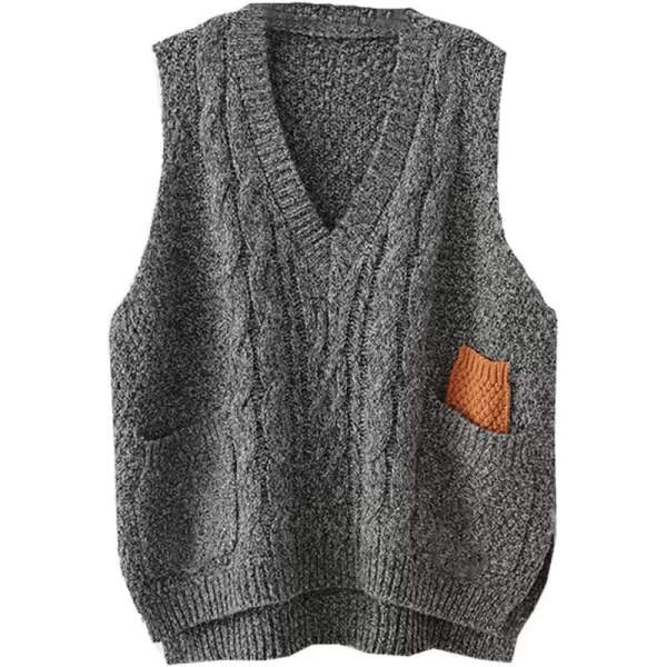 Minibee Womens VNeck Knitted Sweaters Vests Sleeveless Casual Pullover TopGray