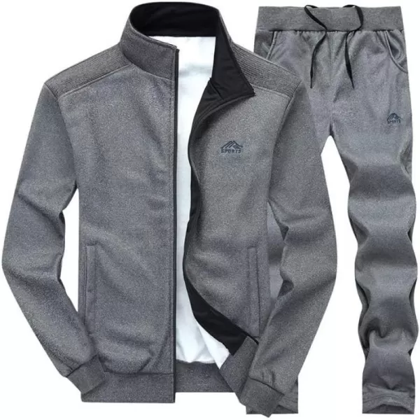 PASOK Mens Casual Tracksuit Long Sleeve Full Zip Running Jogging Sweatsuit Athletic Sports SetDark Gray