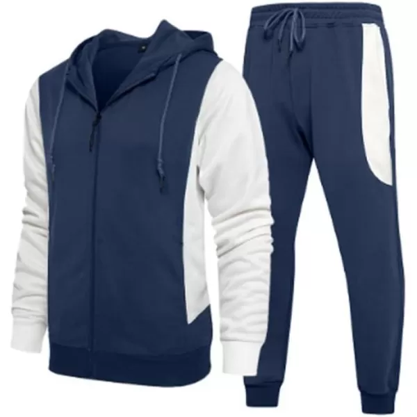 PASOK Mens Tracksuits 2 Piece Set Outfit Full Zip Jogging Sweatsuits Activewear Sport SuitStyle 2 Navy