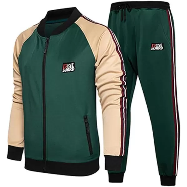 FTCayanz Mens Athletic Tracksuits Activewear FullZip Sport Set Casual Jogging Sweat Suit SXXL