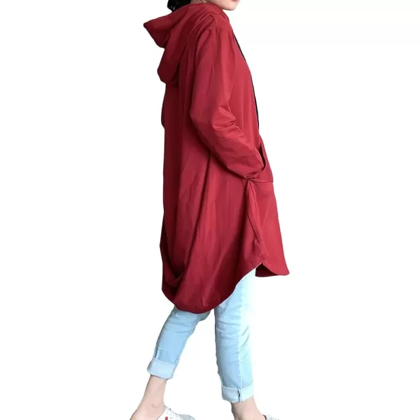 Minibee Womens Hoodies Oversized Sweatshirt Dress Long Sleeve Casual Tunic Pullover With PocketsRed