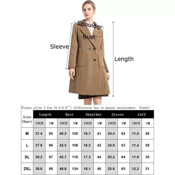 imageMinibee Womens Trench Coats Winter Wool Peacoat Warm Double Breasted Pea Coat Lapel Jacket OutwearBlack