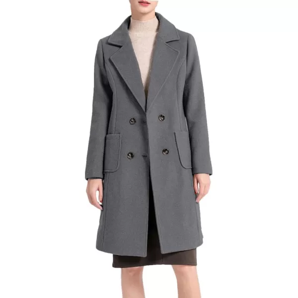 imageMinibee Womens Trench Coats Winter Wool Peacoat Warm Double Breasted Pea Coat Lapel Jacket OutwearDark Grey