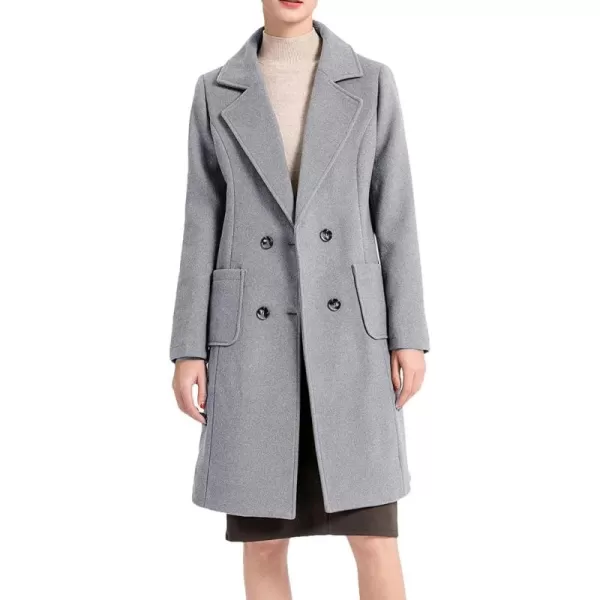 imageMinibee Womens Trench Coats Winter Wool Peacoat Warm Double Breasted Pea Coat Lapel Jacket OutwearGray