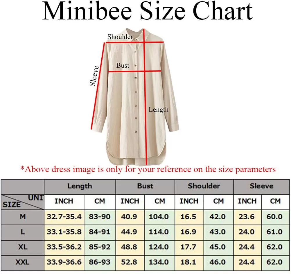 imageMinibee Womens Cotton Shirts Tunics Hi Low Tops Boyfriend Button Down BlouseGrey