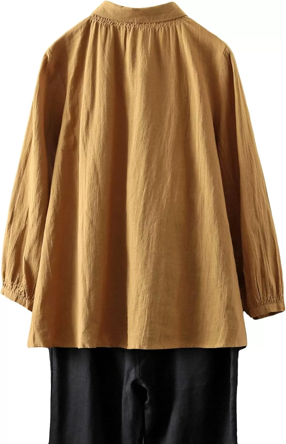imageMinibee Womens Cotton Tunic Tops Button Closure Blouse with HiLow Hem