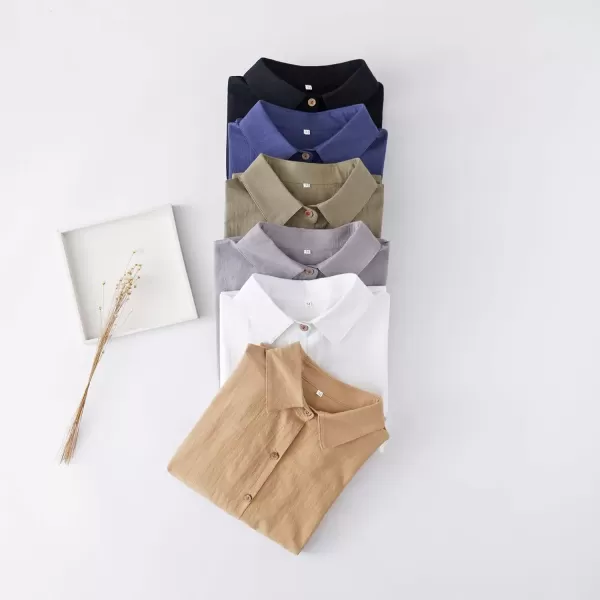 imageMinibee Womens Cotton Shirts Tunics Hi Low Tops Boyfriend Button Down BlouseWhite