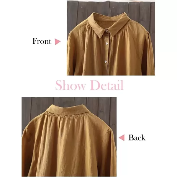 imageMinibee Womens Cotton Tunic Tops Button Closure Blouse with HiLow Hem