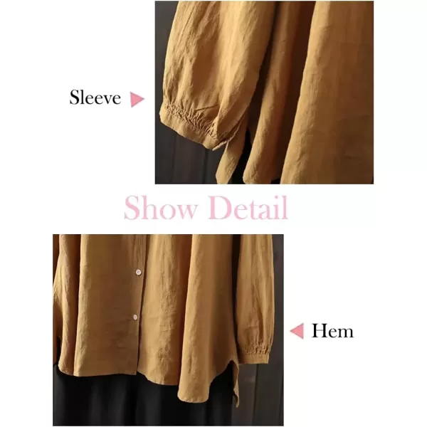 imageMinibee Womens Cotton Tunic Tops Button Closure Blouse with HiLow Hem